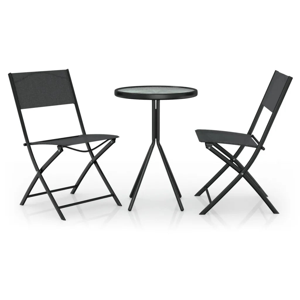 Salon de jardin en acier et textilène noir élégant.