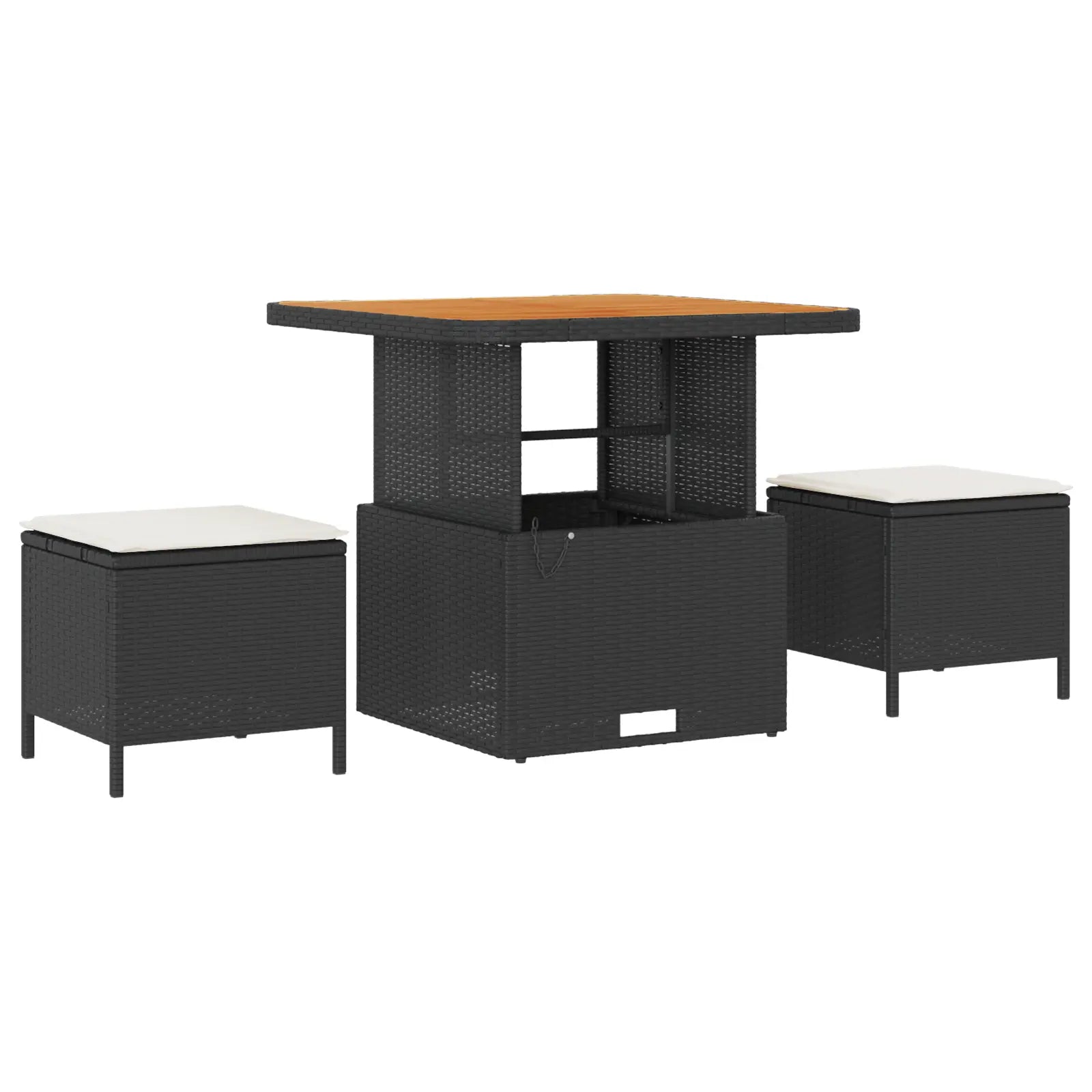 ensemble repas rotin noir et coussin blancs