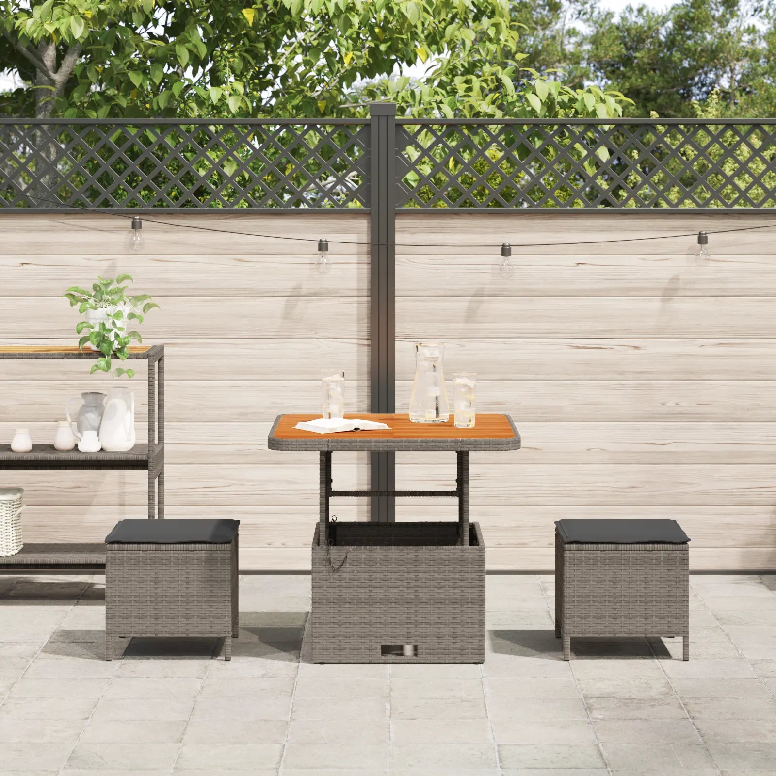 ensemble repas extérieur gris anthracite contemporain