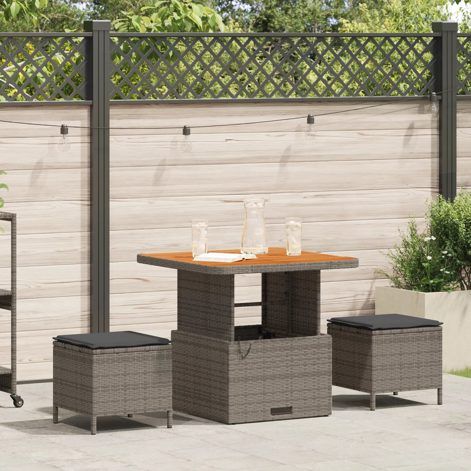 mobilier extérieur moderne en rotin gris