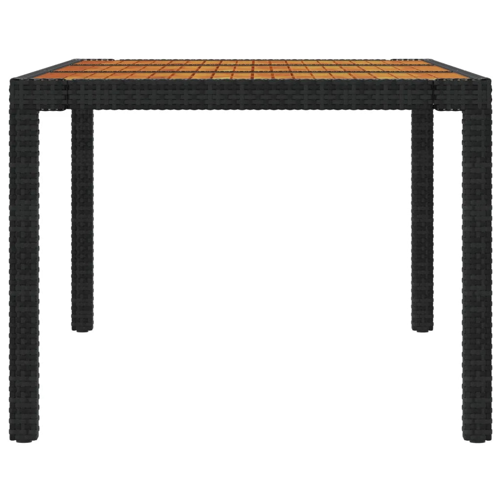 table de jardin acacia et rotin noir