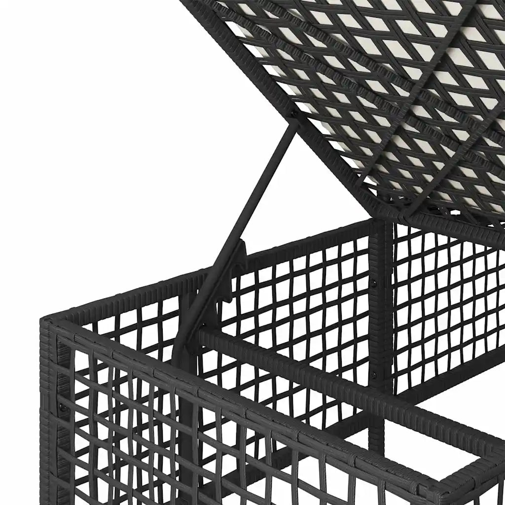 Détail du panneau latéral relevable du salon d’angle extérieur.