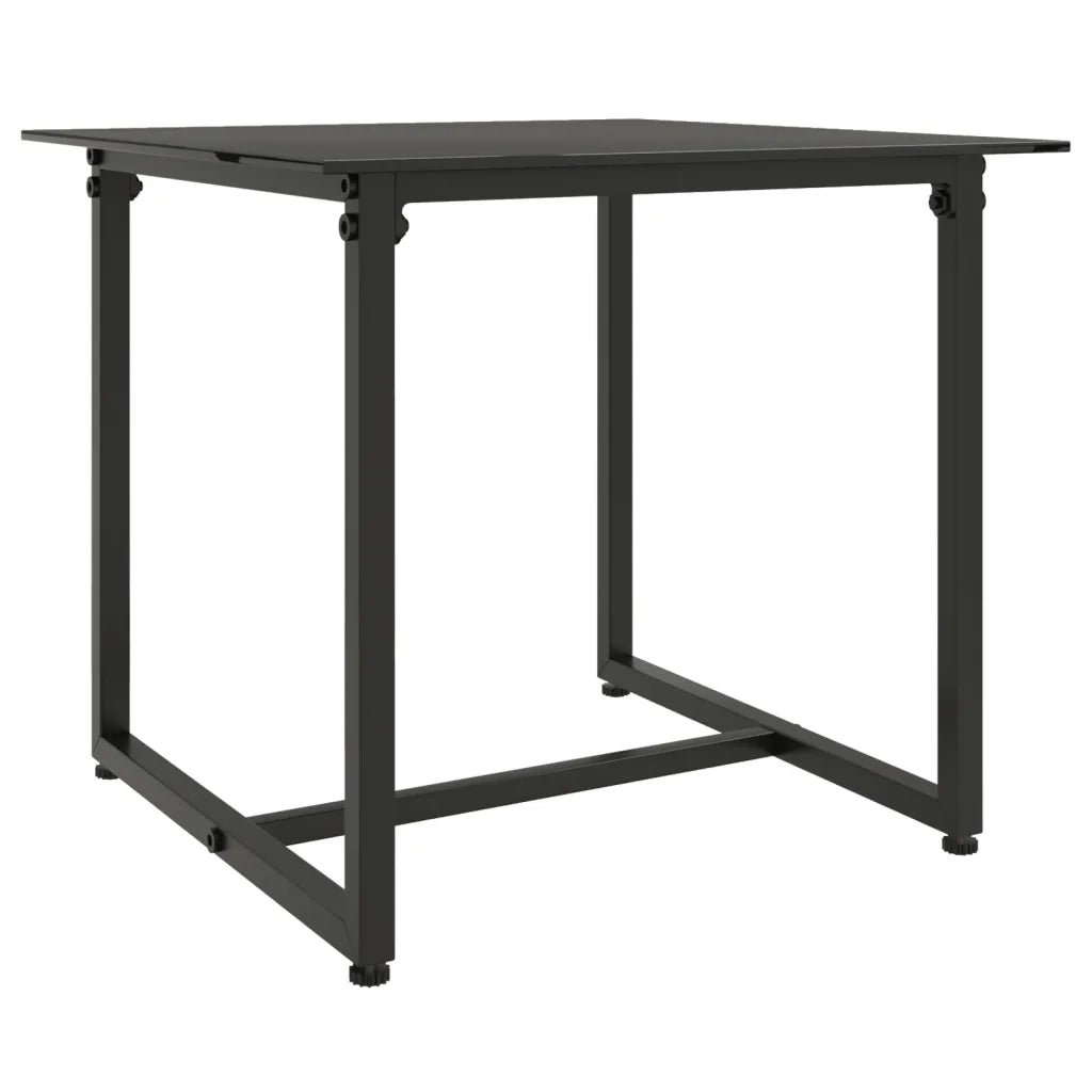Table basse en verre trempé noir sur terrasse.
