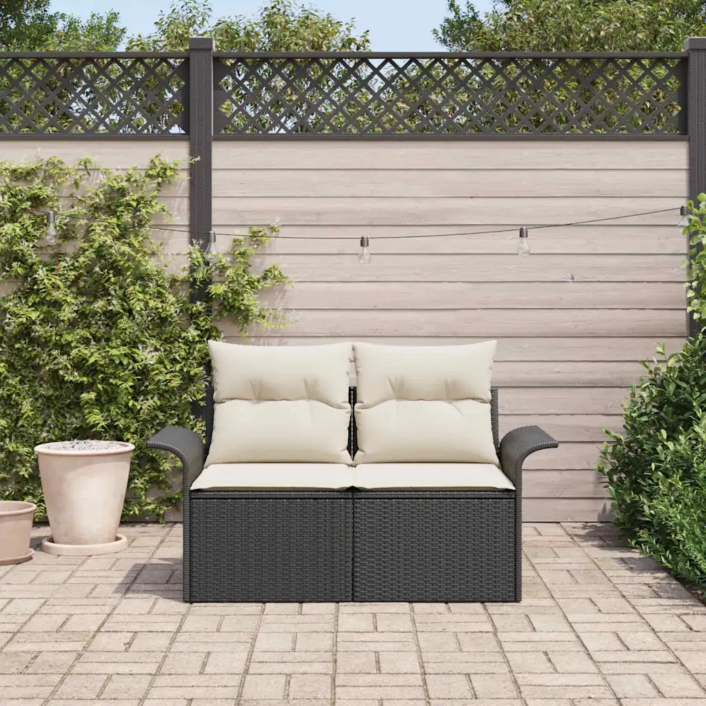 Vue latérale du canapé d'extérieur 2 places montrant la hauteur d'assise ergonomique de 37 cm
