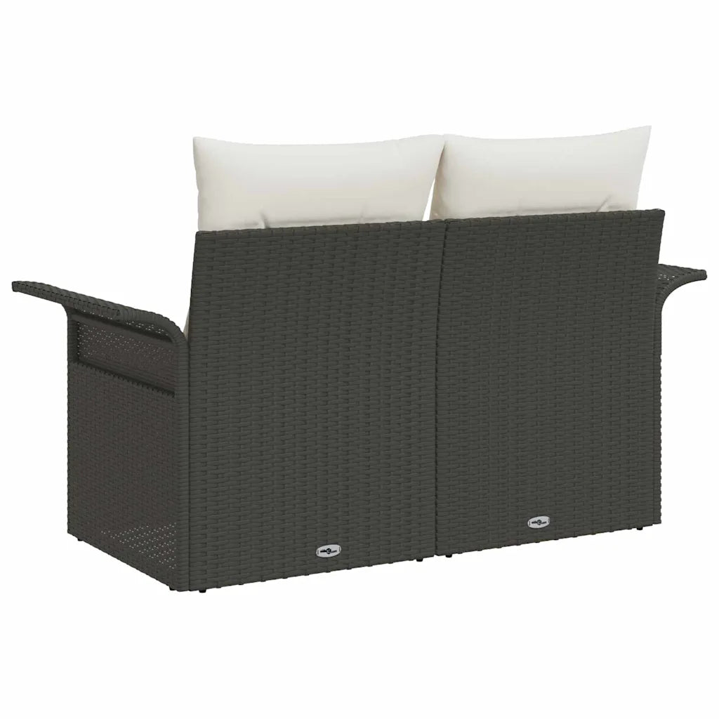 Détail des coussins capitonnés déhoussables avec fermeture éclair du canapé de jardin 2 places
