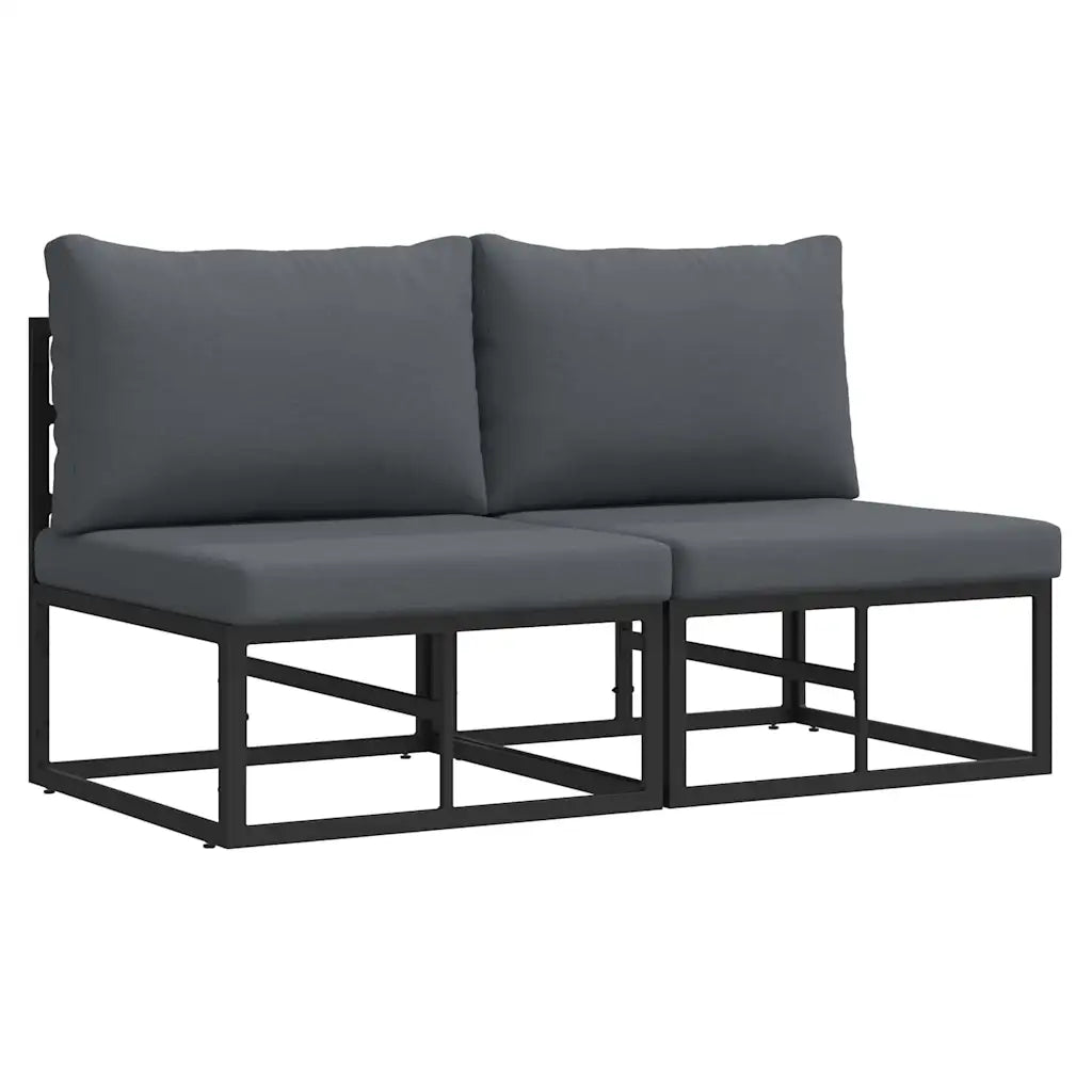 Vue latérale du canapé de jardin en métal avec structure aluminium légère et robuste
