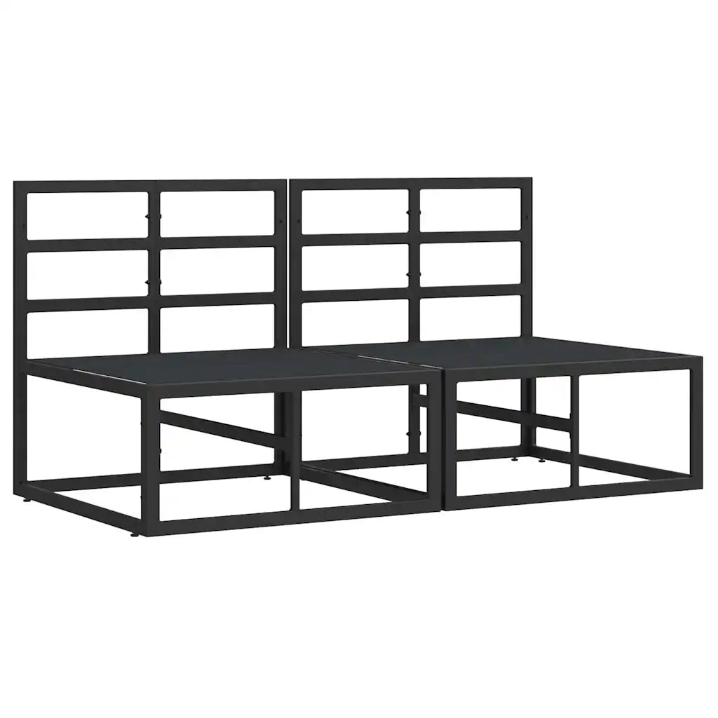 Ensemble de 2 canapés centraux en aluminium noir, configuration sans les coussins
