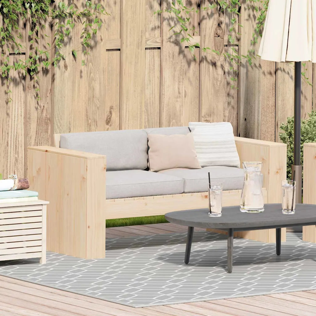 Canapé de jardin en bois de pin massif naturel avec design minimaliste, 2 places confortables pour terrasse
