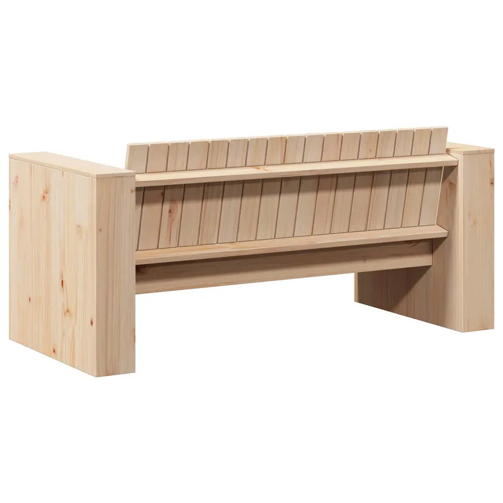 Vue de face du canapé de jardin en bois blanc, capacité 110 kg par siège
