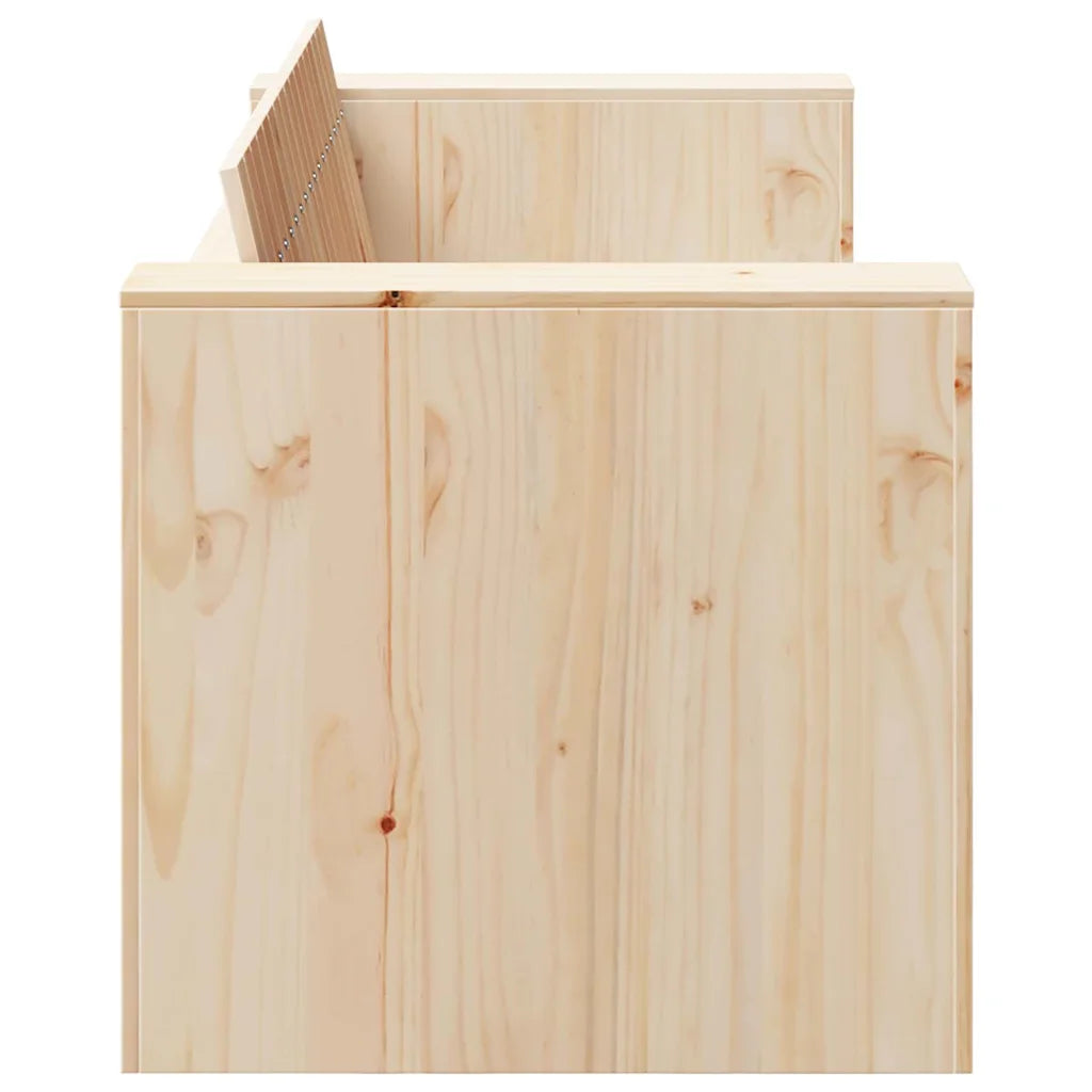 Détail de la structure robuste en bois de pin massif du canapé de jardin
