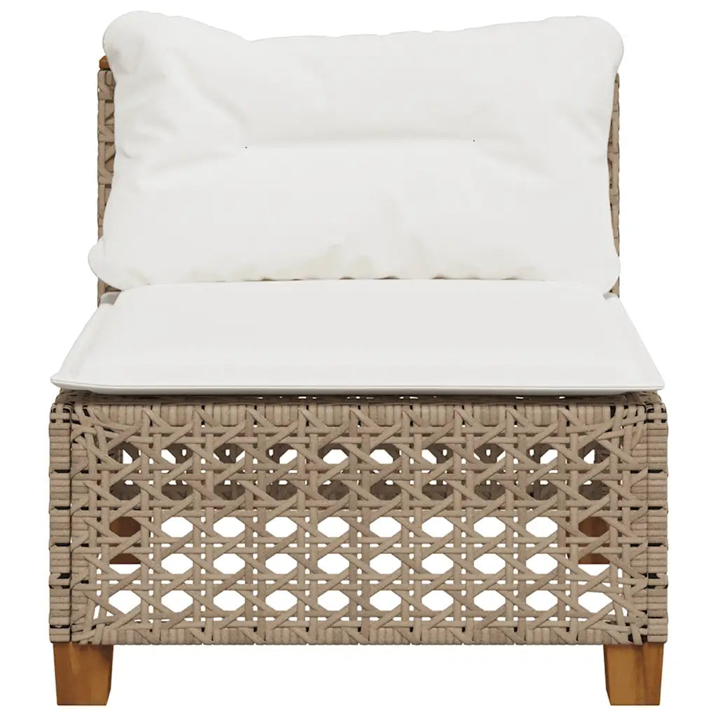 Détail du canapé de jardin modulaire avec coussins blanc crème amovibles et lavables
