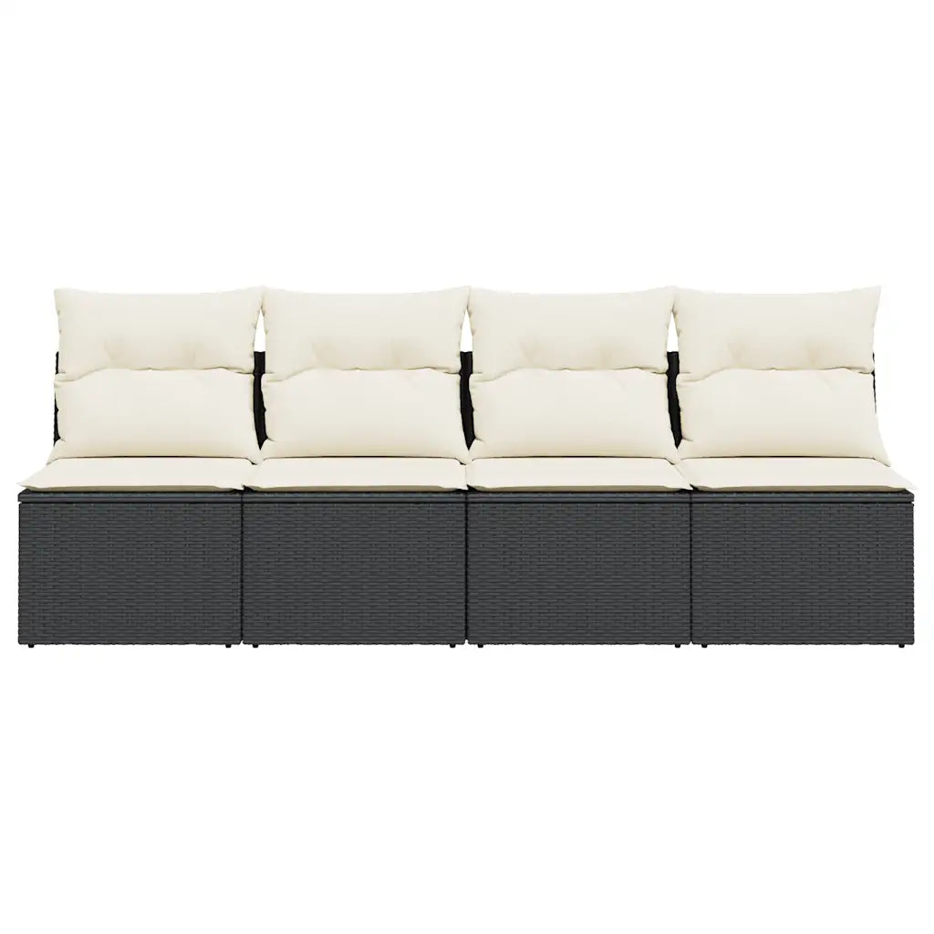 Canapé de jardin 4 places noir en configuration linéaire, dimensions 220 x 62 x 69 cm
