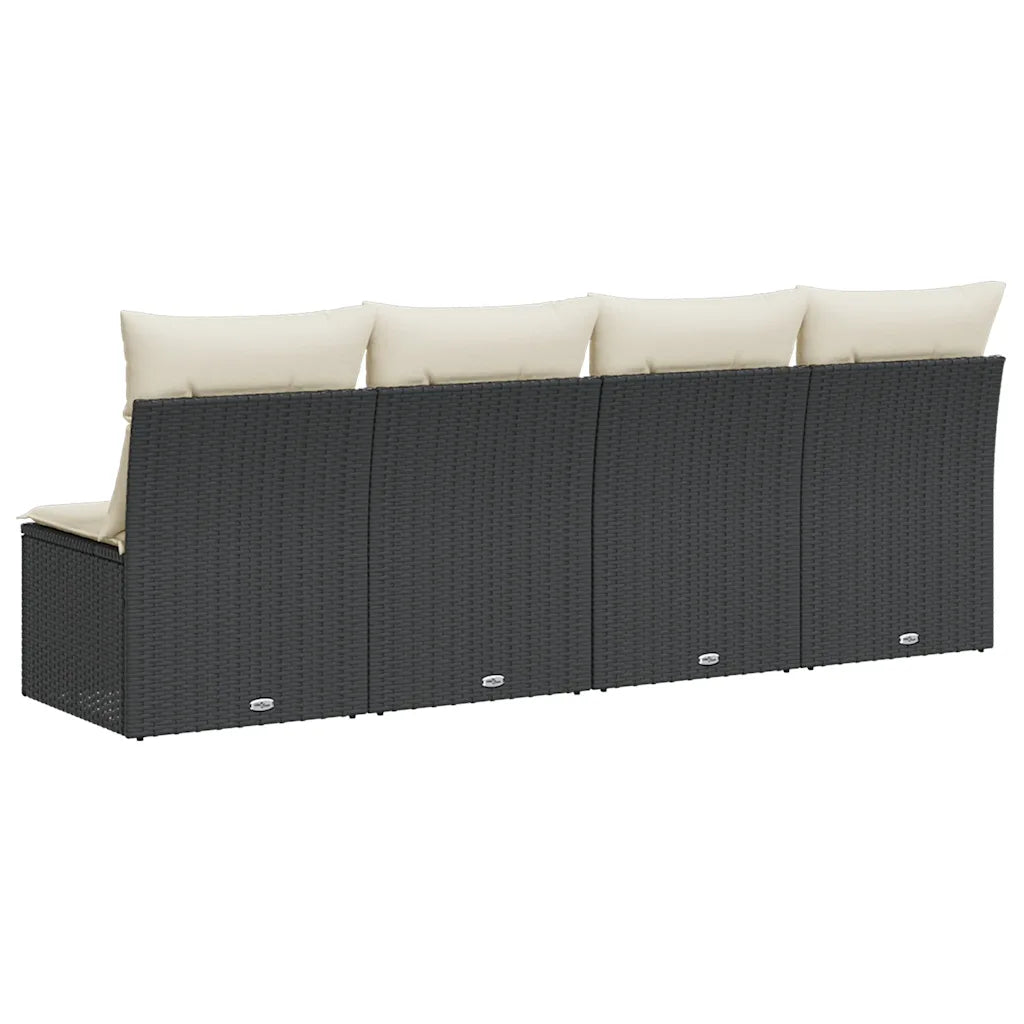 Canapé de jardin modulable avec coussins épais blanc crème amovibles, confort optimal
