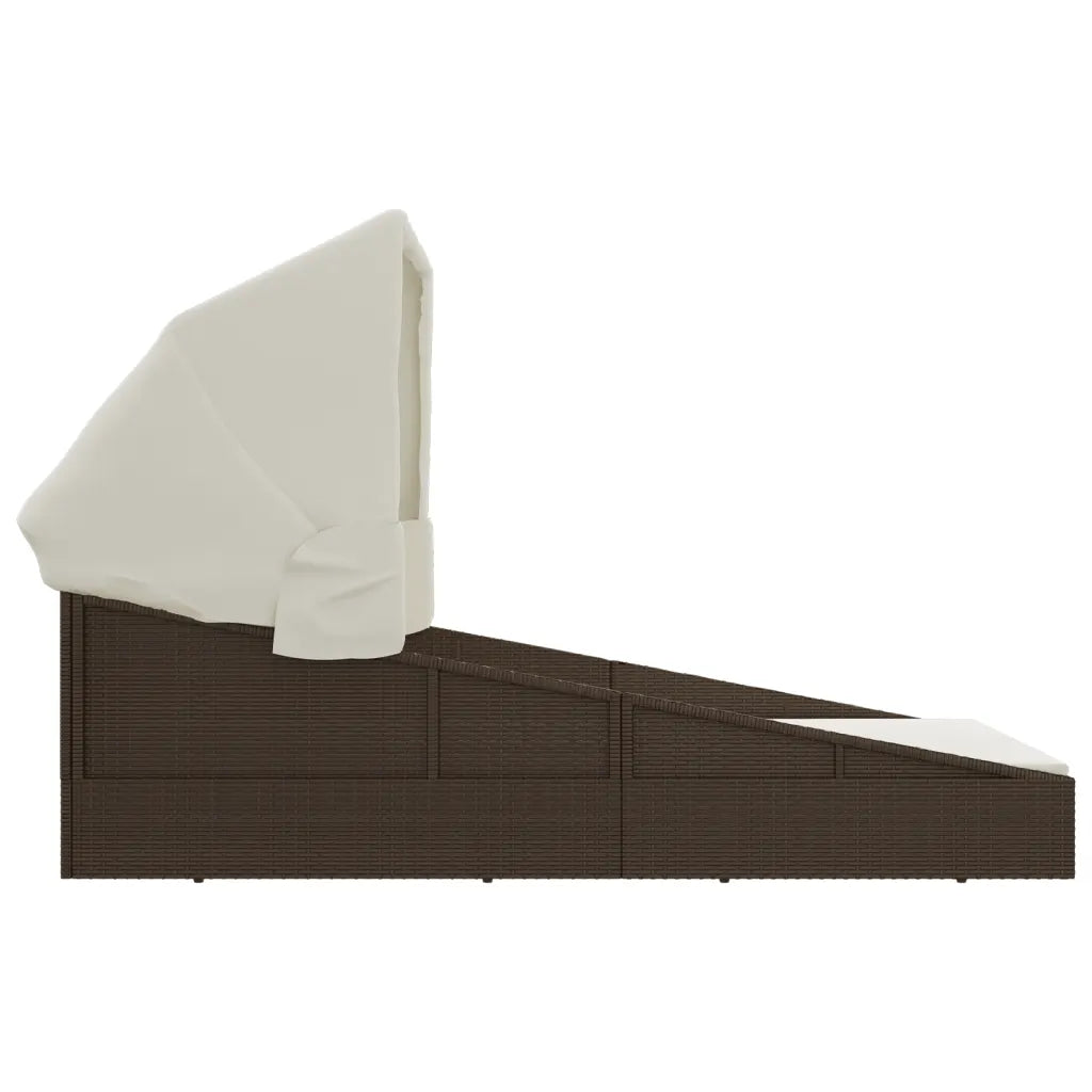 Vue latérale du transat avec toit pliable, hauteur d'assise 19 cm, accoudoirs 55 cm