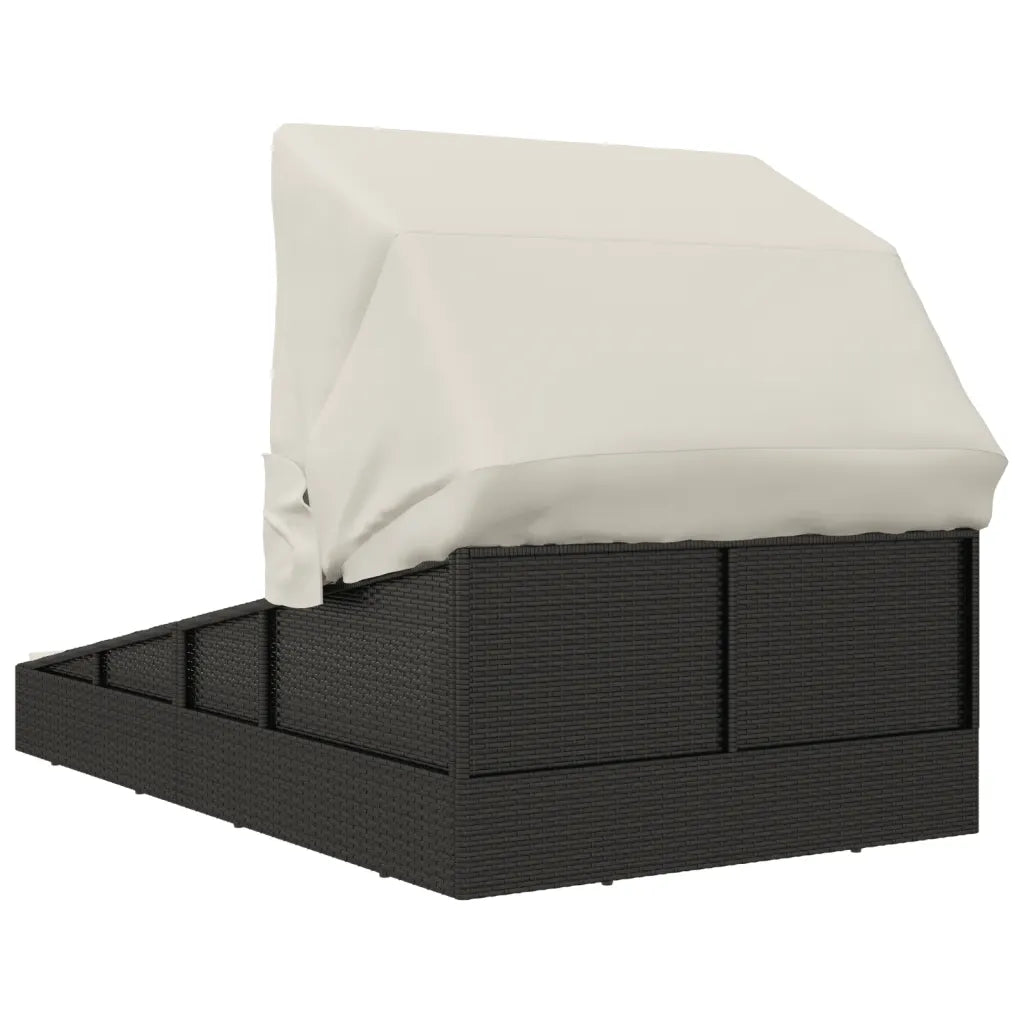 Bain de soleil noir avec toit ouvert, parfait pour bronzer au soleil