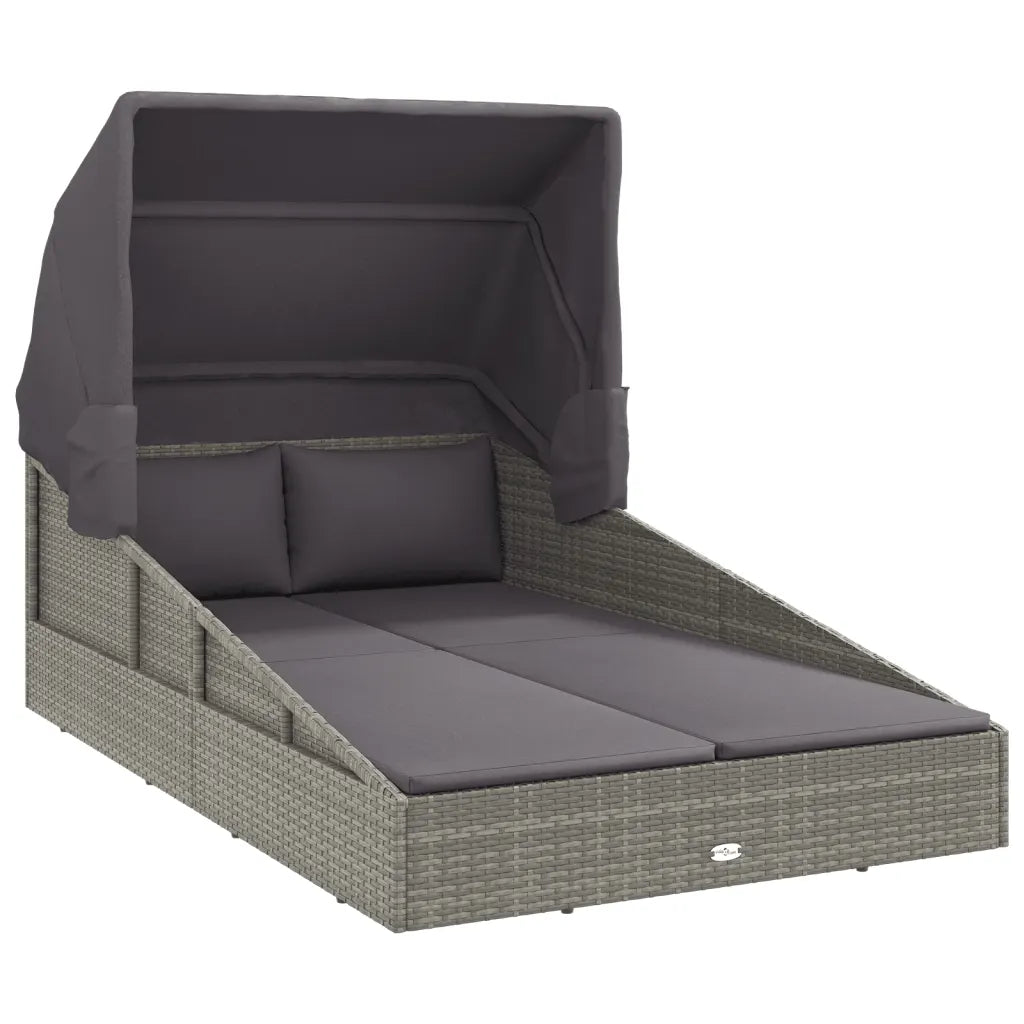 Canapé lit de jardin gris clair, dimensions hors tout 200 x 114 x 128 cm