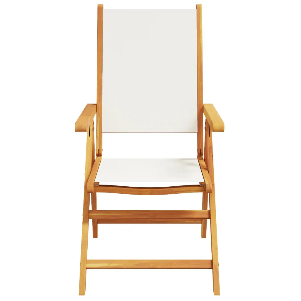 Chaise de jardin inclinable en acacia massif blanc crème dossier réglable confortable