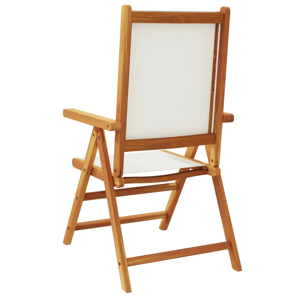 Chaise de jardin inclinable en acacia massif blanc crème dossier réglable confortable