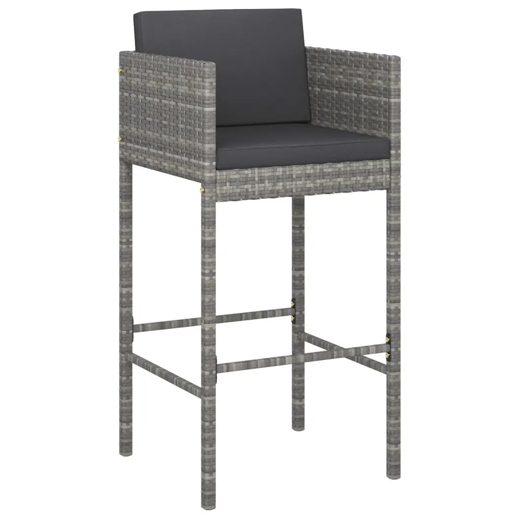 Tabouret de bar polyrotin gris vue de profil structure acier thermolaqué robuste
