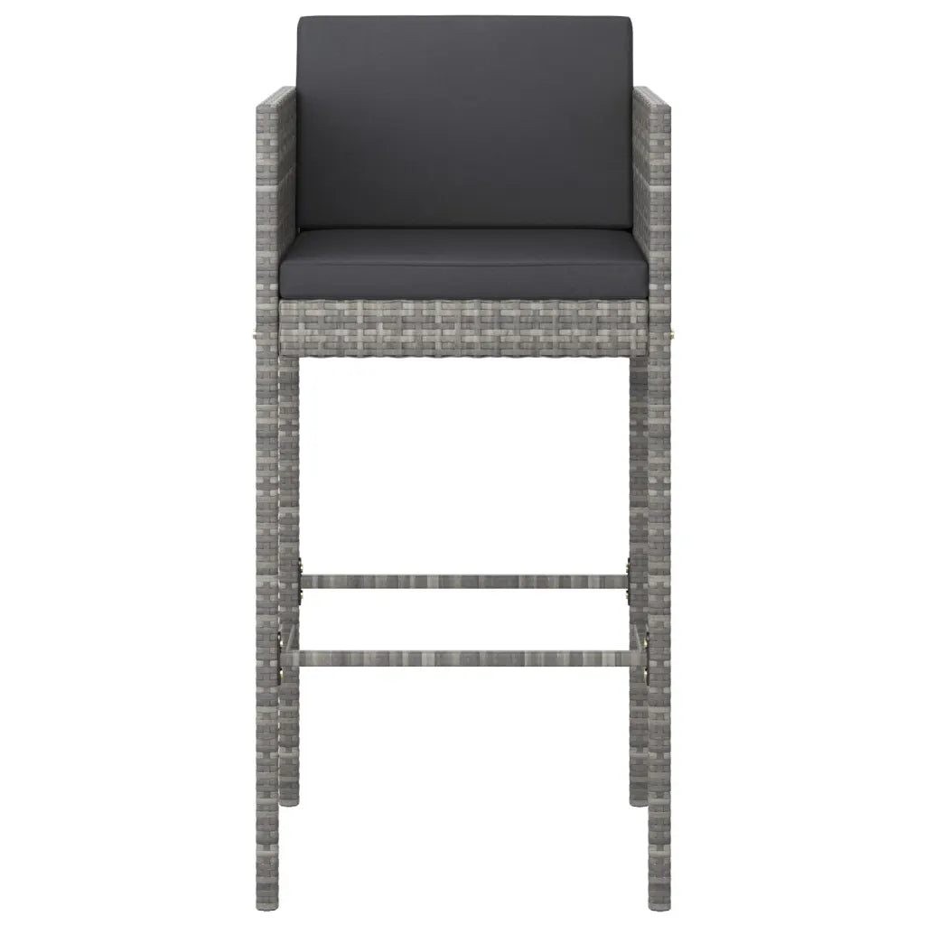 Chaise haute jardin polyrotin gris avec coussins résistant UV imperméable

