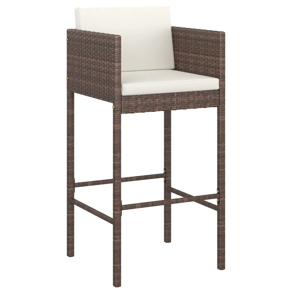 Tabouret de bar polyrotin marron avec accoudoirs léger facile déplacer

