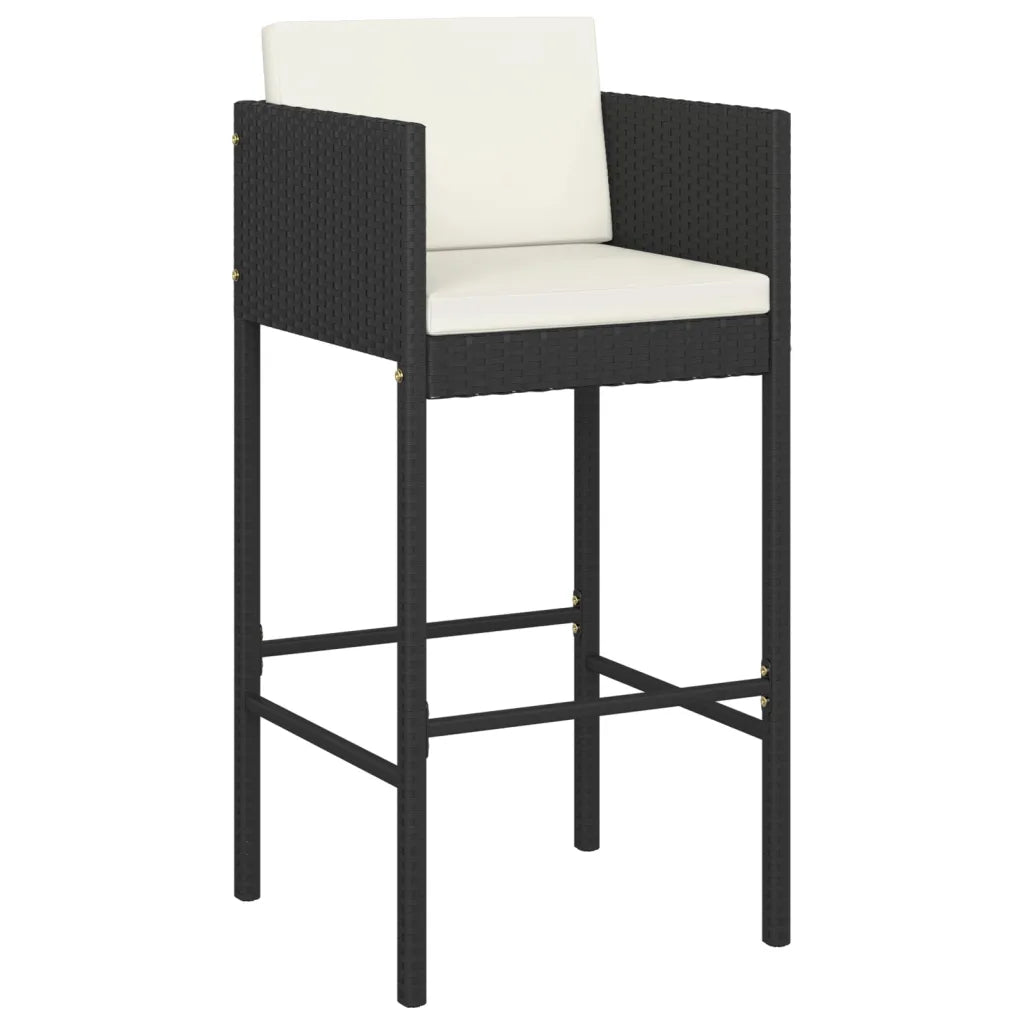 Tabouret de bar polyrotin noir structure acier thermolaqué durable
