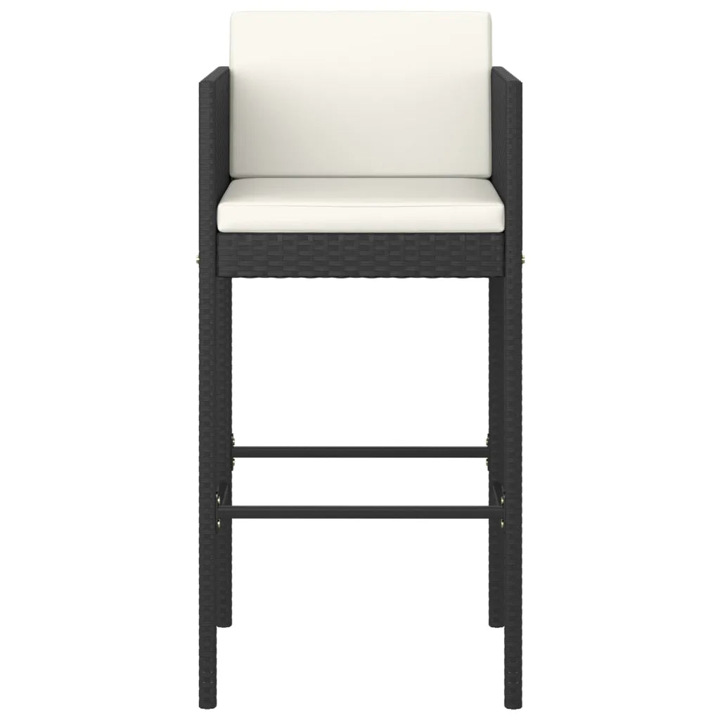 Chaise haute jardin polyrotin noir avec coussins lot de 4 élégant
