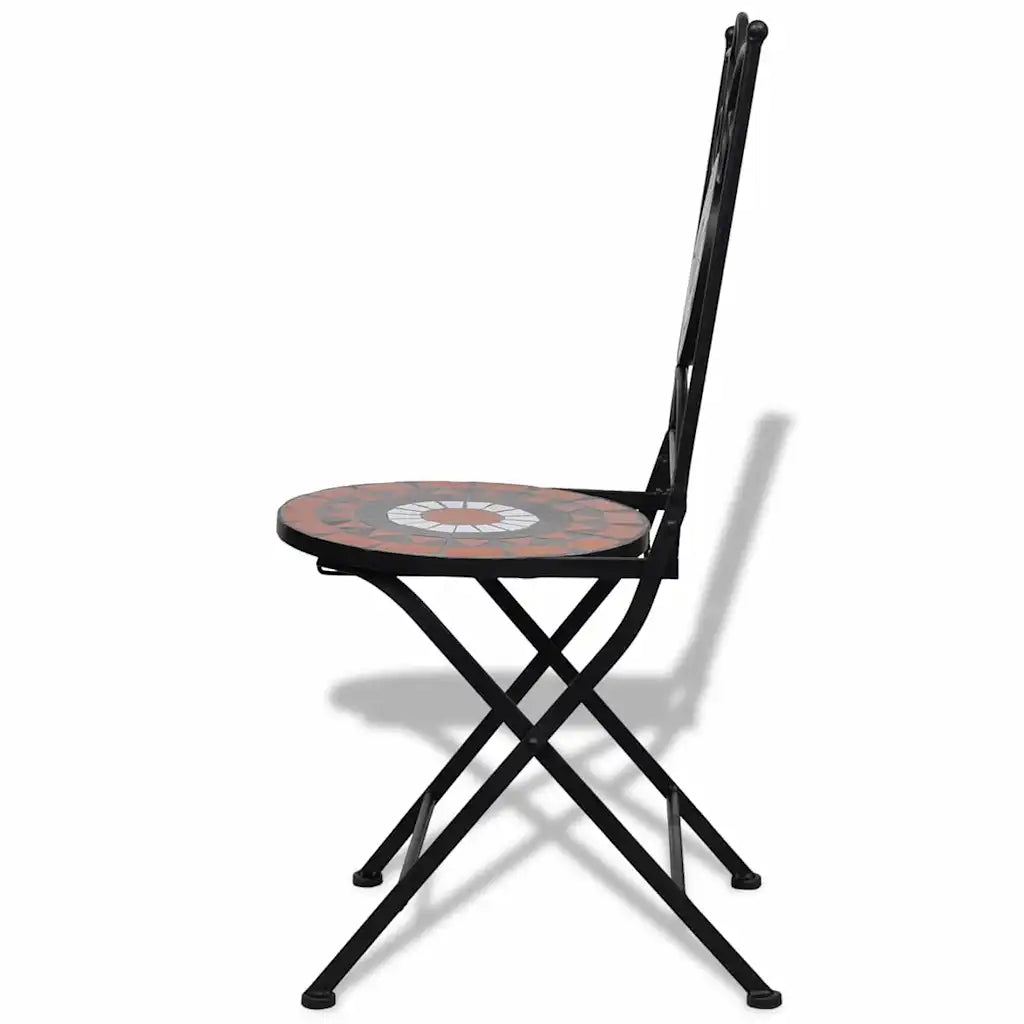 Chaise de jardin fer forgé mosaïque céramique noire hauteur assise 46 cm
