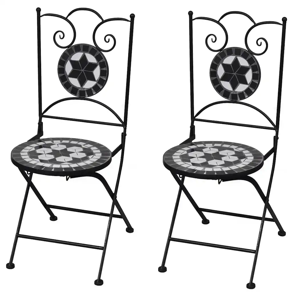 Chaises de jardin fer forgé mosaïque céramique noire imperméable facile nettoyer
