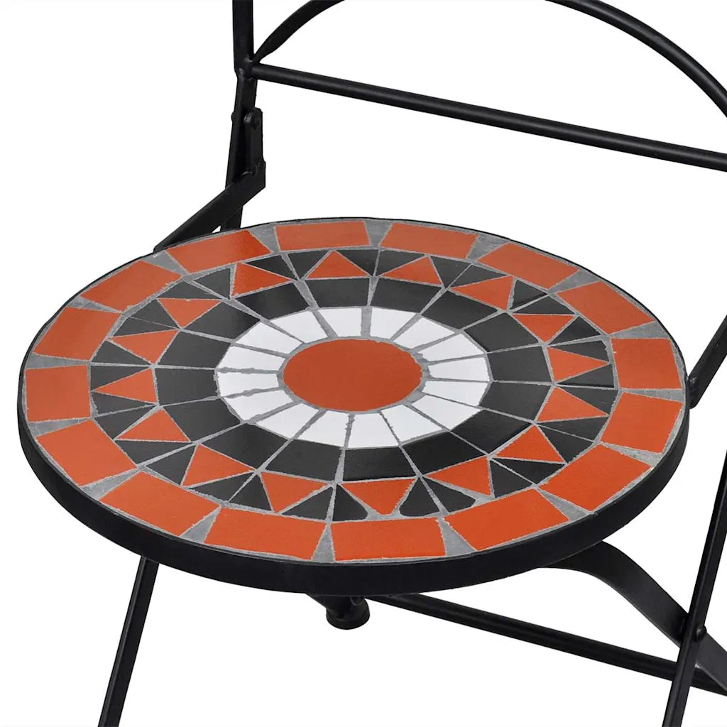 Chaise de jardin fer mosaïque céramique bleue décorative légère facile déplacer
