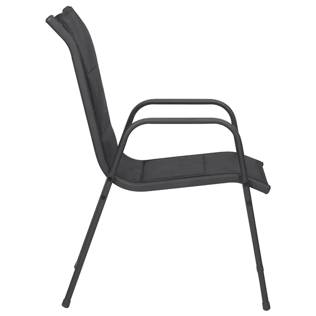 Chaise de jardin en soldes noir et anthracite Textilène rembourré structure acier