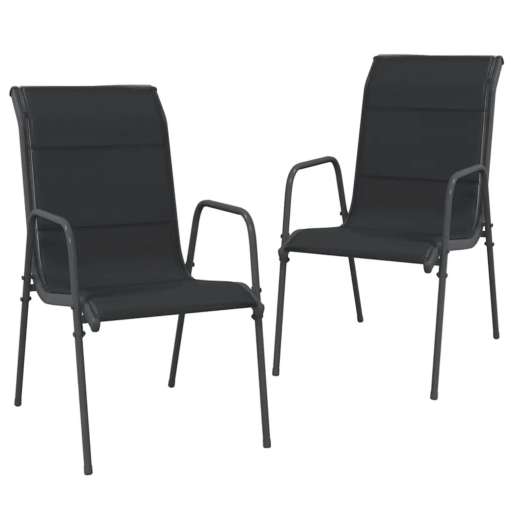 Lot de 2 chaises de jardin prix exceptionnel en Textilène noir et acier thermolaqué