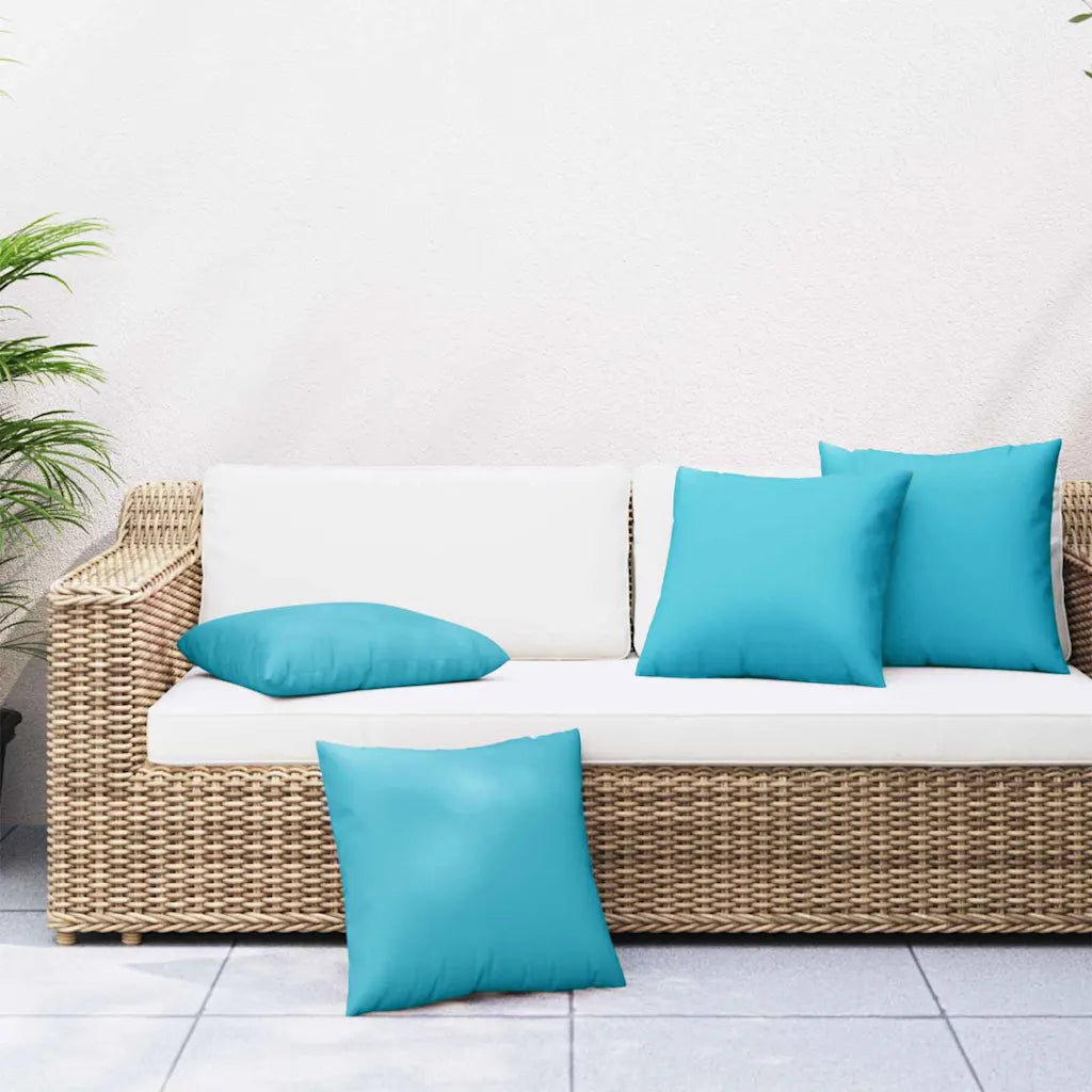 Lot de 4 coussins bleu turquoise pour canapé de jardin, résistant aux UV