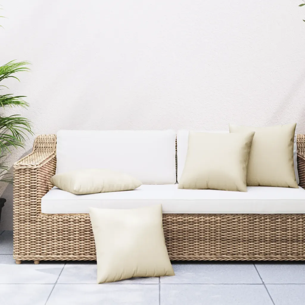 Coussins crème pour canapé de jardin, tissu 100% polyester imperméable