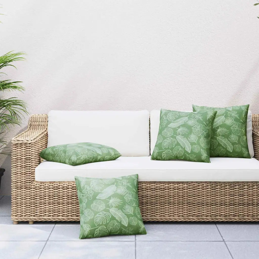 Coussins vert feuilles de menthe 50x50 cm pour mobilier outdoor, garnissage fibres creuses