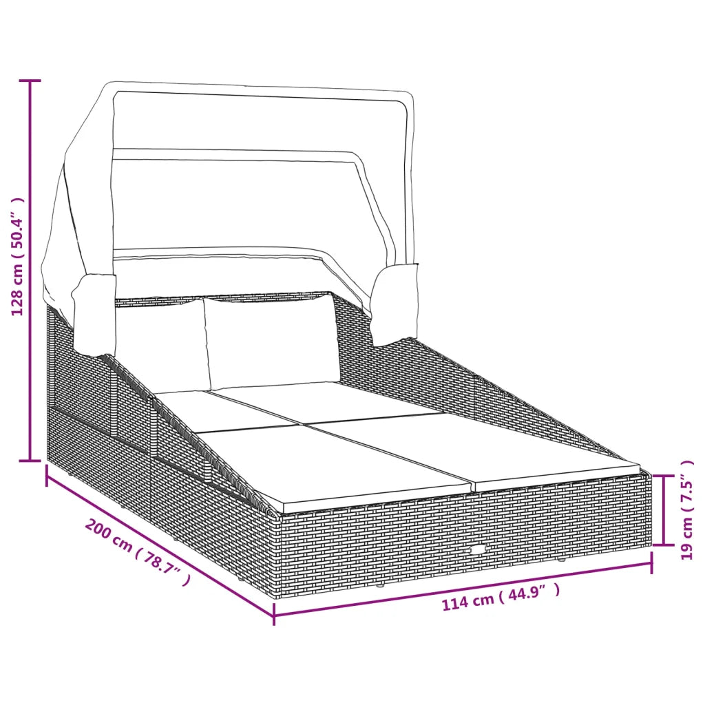 Schéma technique du canapé lit de jardin avec dimensions détaillées