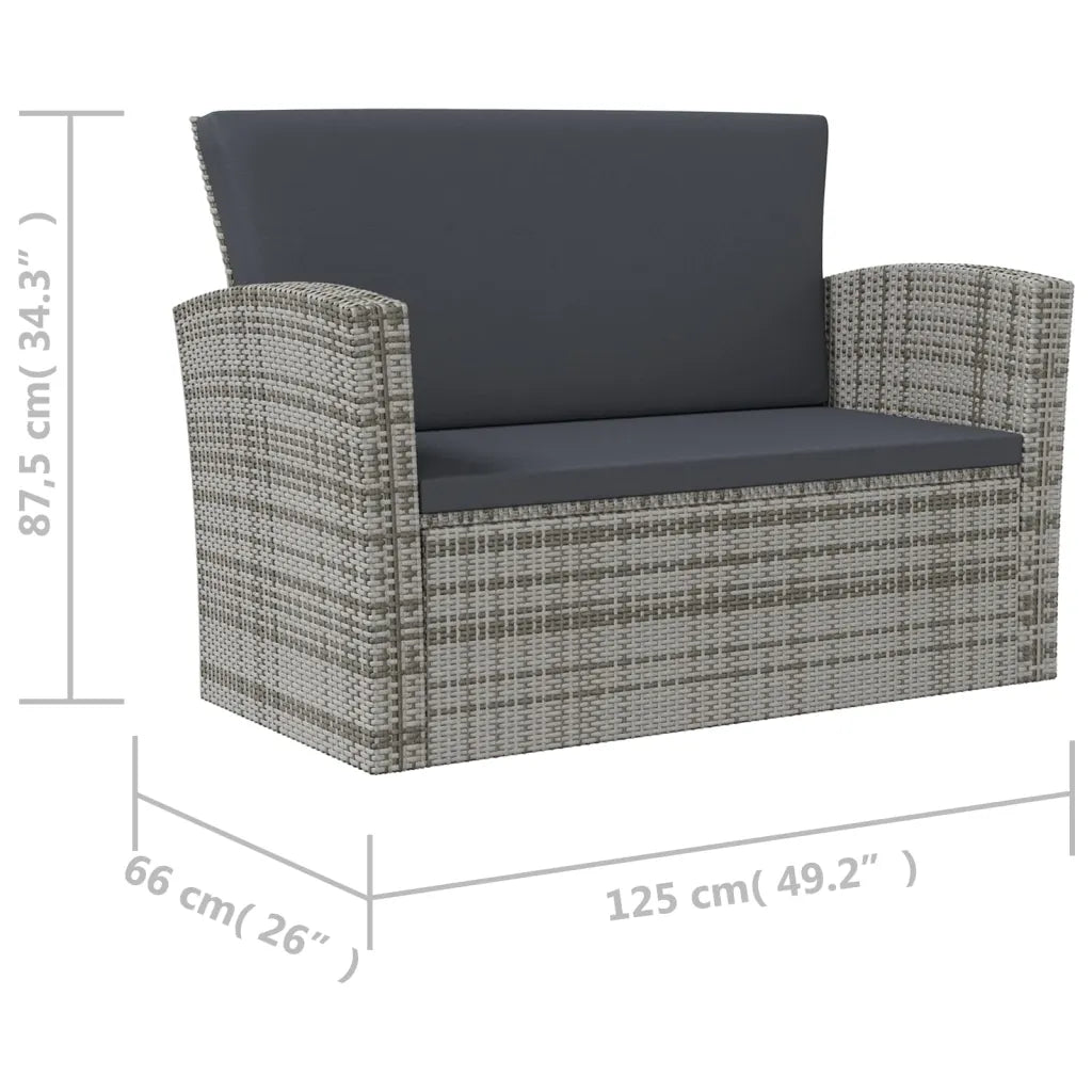 Canapé 2 places Acapulco vue latérale avec dossier rembourré et assise 102cm largeur