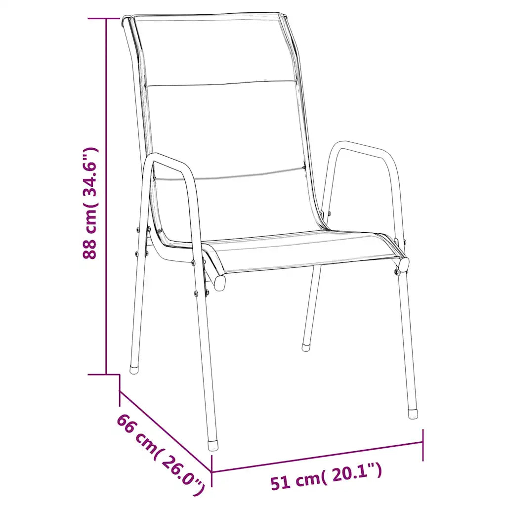 Schéma technique chaise de jardin dimensions 51 x 66 x 88 cm charge 110 kg