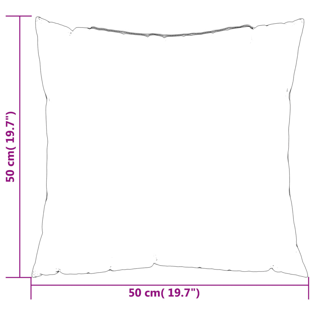Schéma technique coussin de jardin 50x50 cm avec dimensions détaillées