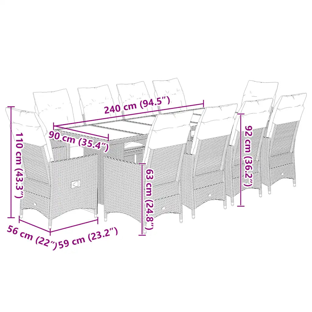 dimensions de l'ensemble du salon de jardin design