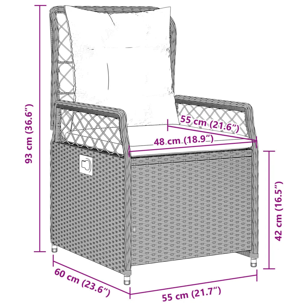 Image claire et simple pour descriptions des dimensions du fauteuil