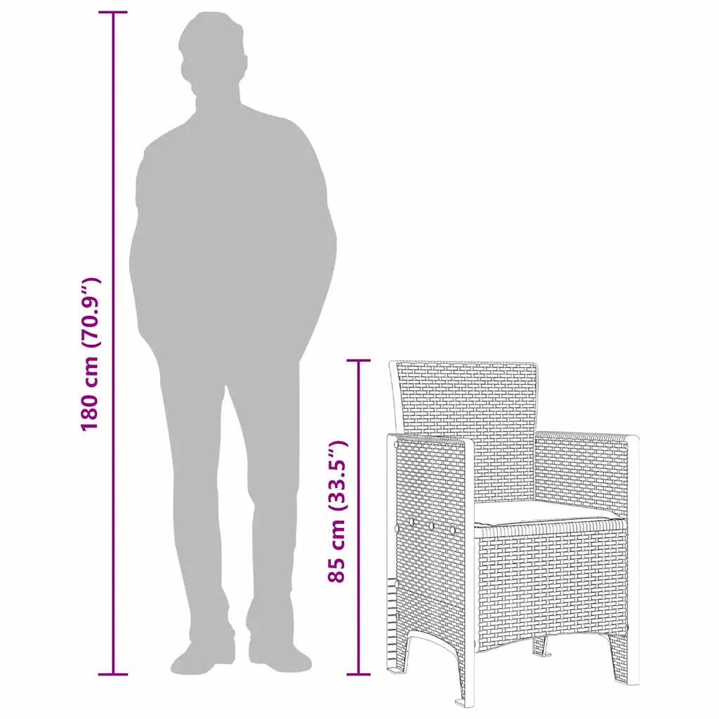 Schéma technique chaise de jardin dimensions 53 x 49 x 85 cm charge 120 kg