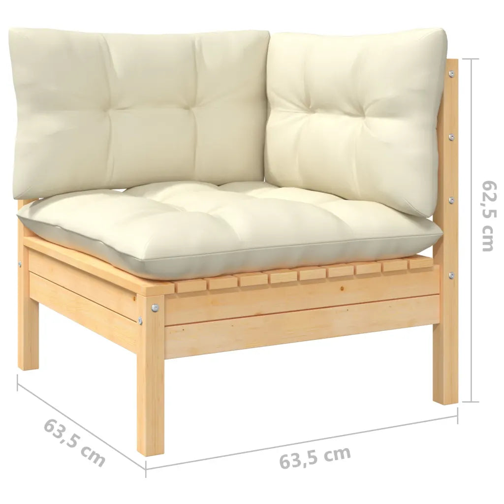 Module canapé d'angle salon de jardin confortable avec coussin crème 60x60cm