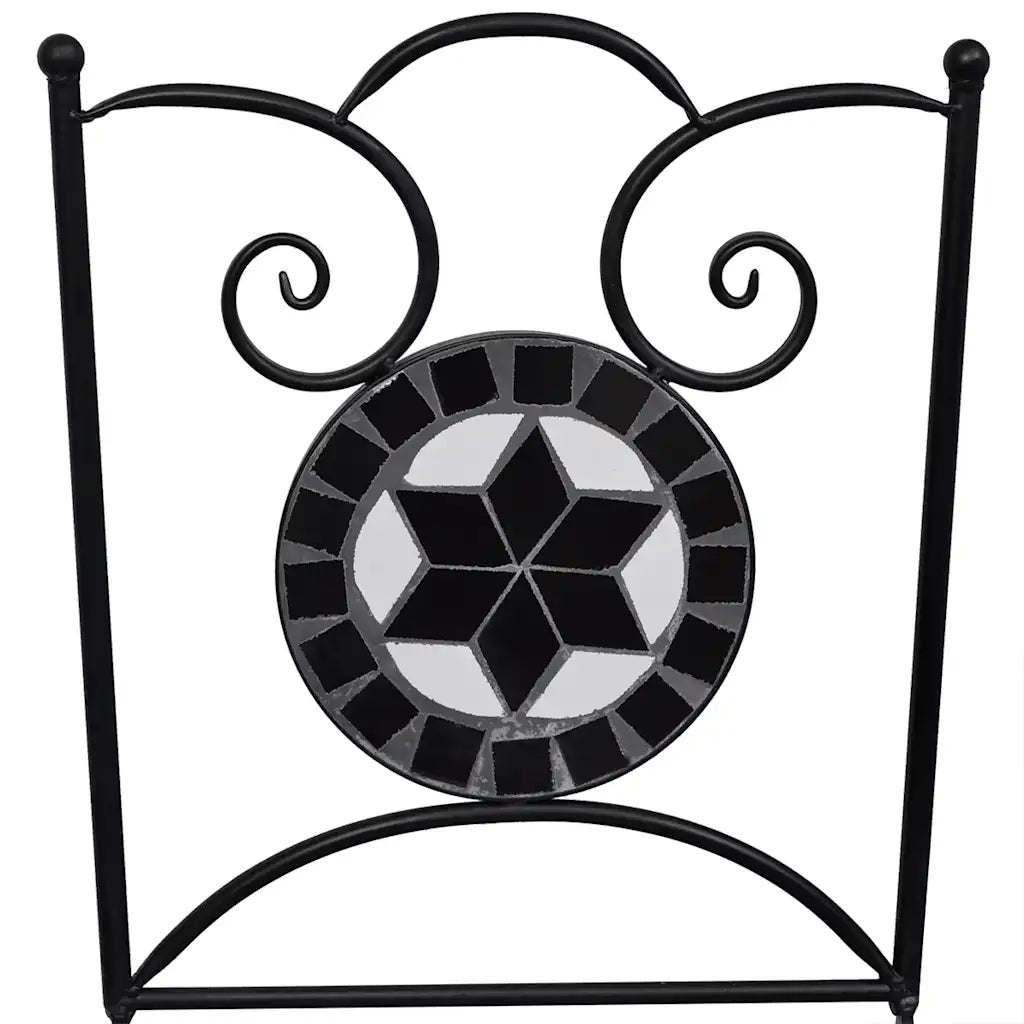 Chaise de jardin fer thermolaqué mosaïque noire lot de 2 élégant
