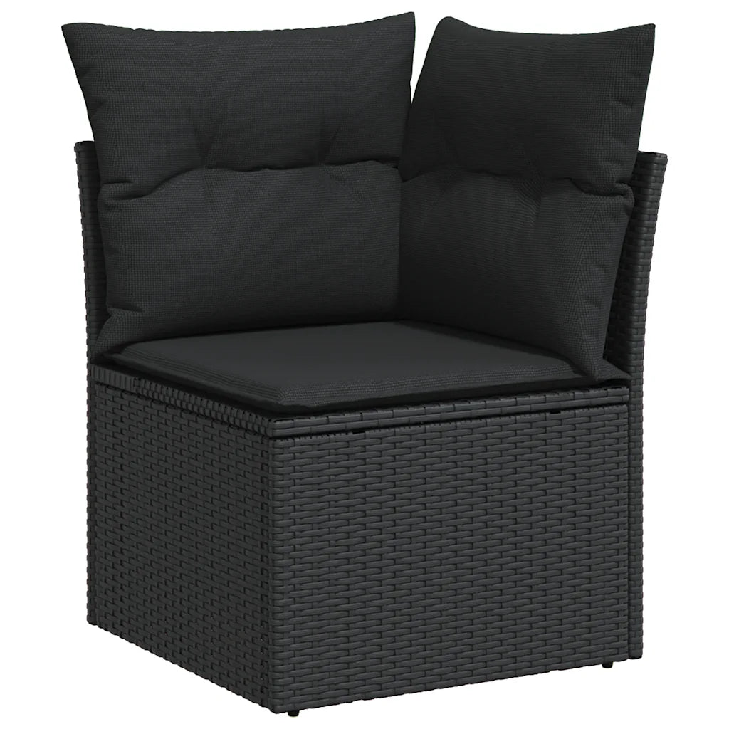 siège d’angle noir avec son coussin épais vu de près