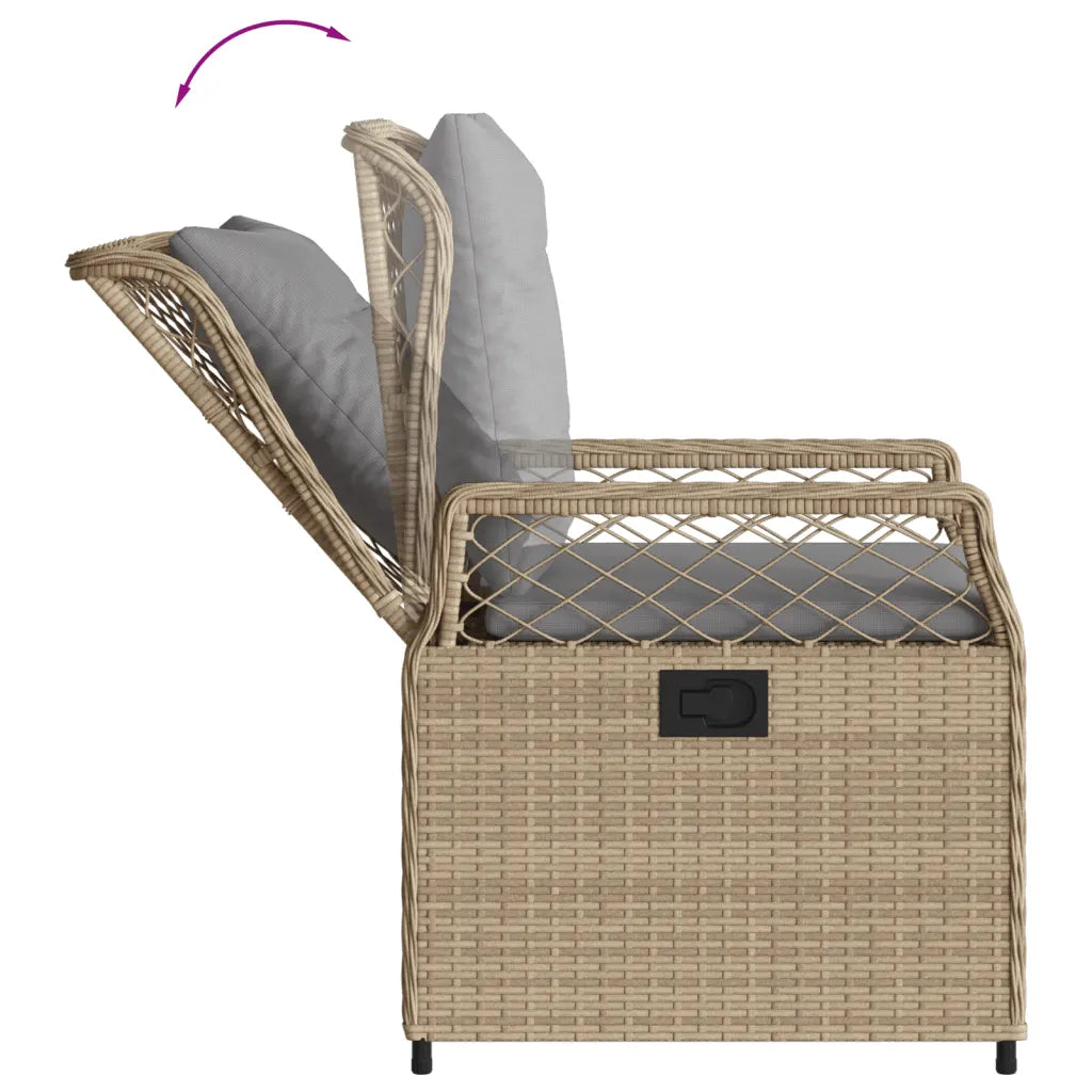 fauteuil de jardin beige avec dossier incliné vu de côté