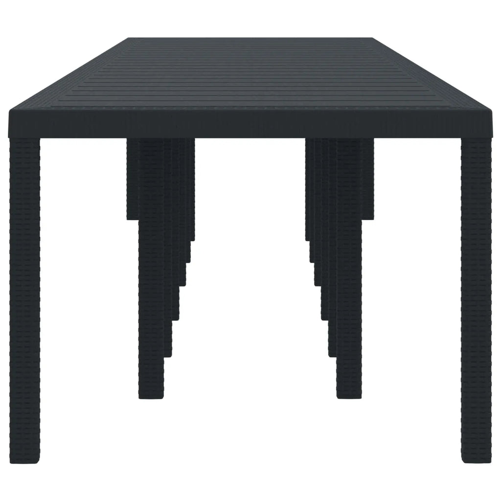 Vue dessus grande table jardin métal anthracite 400 cm surface extensible