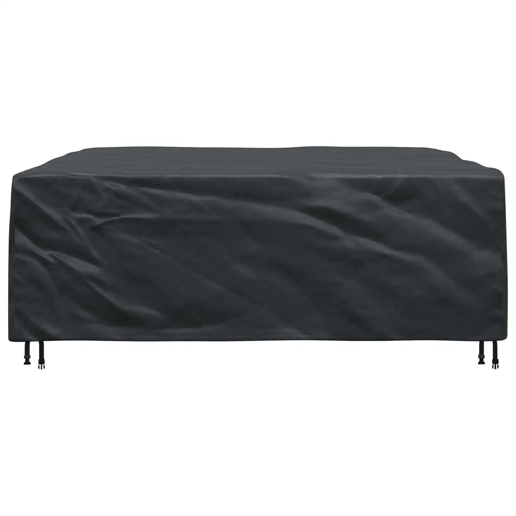 Housse de protection rectangulaire noire vue de face couvrant salon de jardin
