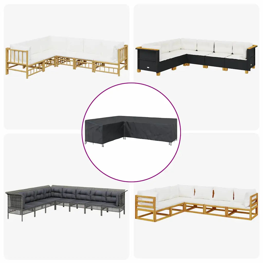 Housse de protection pour canapé de jardin en configuration L, adaptable aux petits mobiliers
