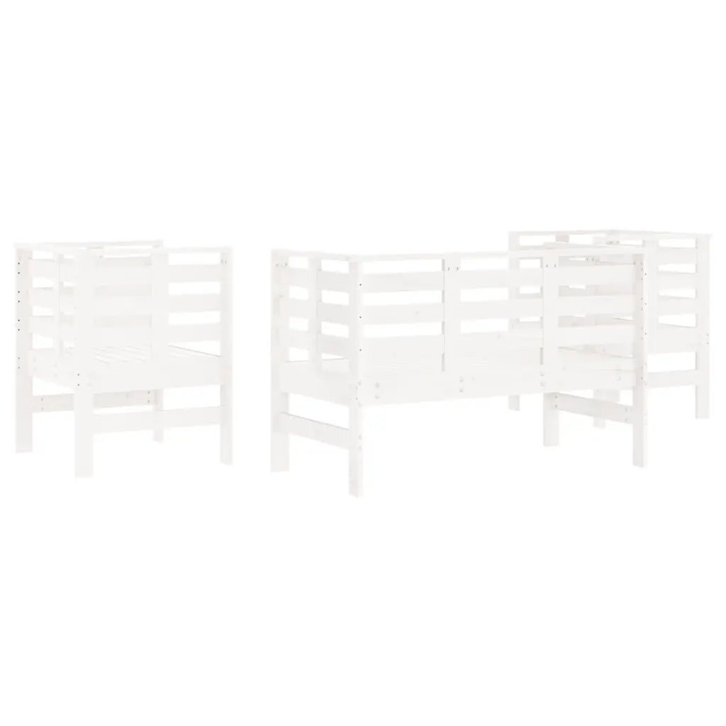Salon de jardin en Pin sur Fond Blanc